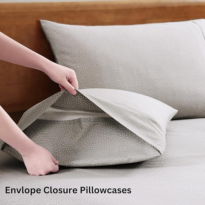 LANE LINEN Eco Priendly Printed 100% Organic Cotton Twin Size Bed Sheets, Naturally Temperature Regulating Fully Elasticized Cotton Cooling Sheets & Pillowcases Set Twin- Snowdrop