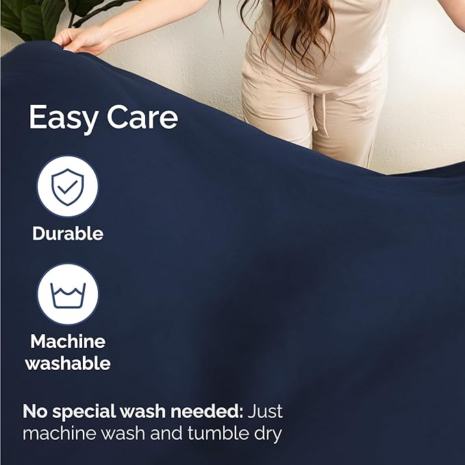 Twin 4 Piece Sheet Set - Comfy Breathable & Cooling - Ultra-Soft Hotel Luxury Bedding Set with 8-16 Inch Deep Pockets - 1 Flat & 1 Fitted Sheet & 2 Pillowcases - Wrinkle Free & Easy Care - Navy Blue