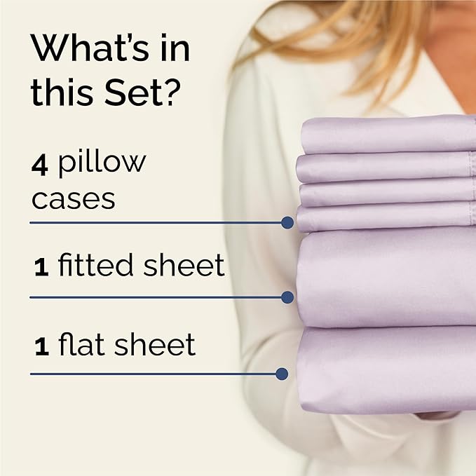 King 6 Piece Sheet Set - Comfy Breathable & Cooling - Soft Hotel Luxury Bedding Set with 8-16 Inch Deep Pockets - 1 Flat & 1 Fitted Sheet & 4 Pillowcases - Wrinkle Free & Easy Care - Light Lavender