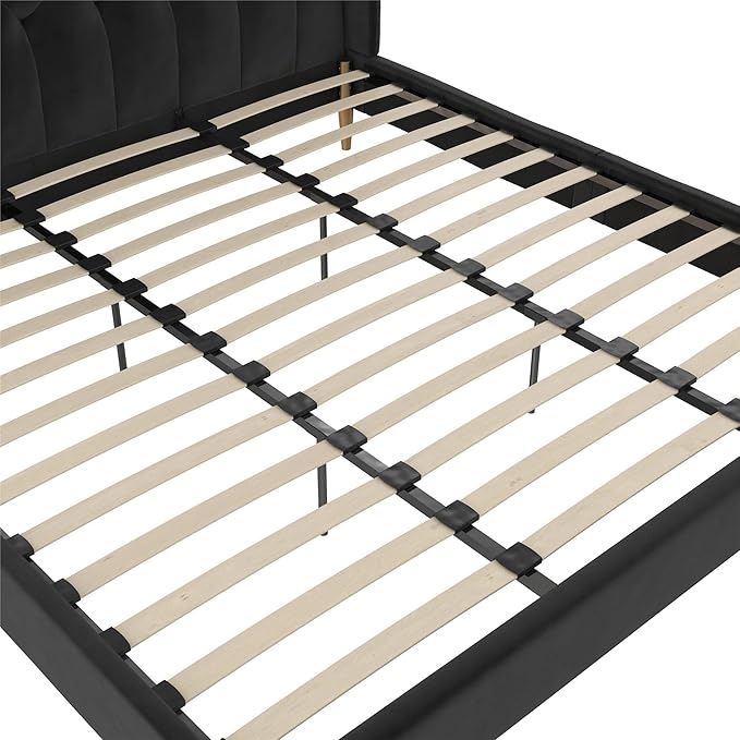 Novogratz The Her Majesty Upholstered Bed, King, Black Velvet