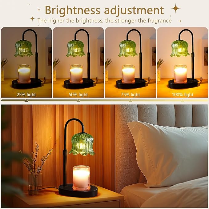 Candle Warmer Lamp Electric Timer - House Gifts New Home Bedroom Decor Candle Lamps Green Candle Lights