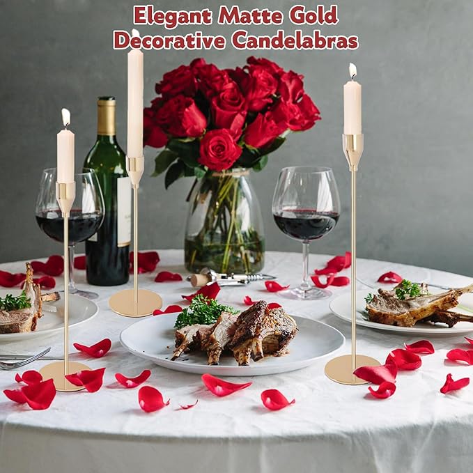Gold Candlestick Holders Bulk, Decorative Taper Candle Holder for Candlesticks Vintage Gold Candle Sticks Holders for Christmas Wedding Dinner Table Centerpiece Decor (Set of 54)