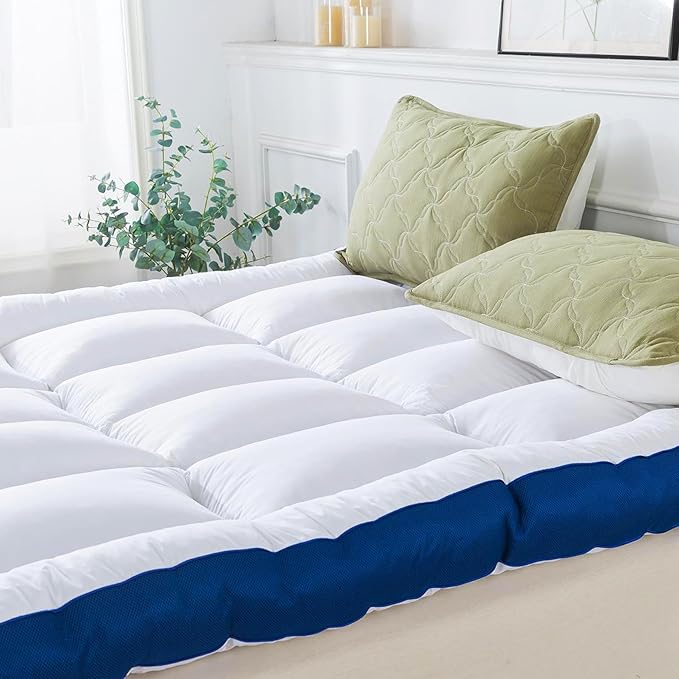 WhatsBedding 5 Inch Memory Foam King Mattress Topper 100% Cotton Top, Filled with Breathable & Soft Memory Foam Pillow Top,4 Elastic Straps, 80x78x5 Inch, King
