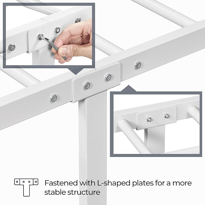 Yaheetech Classic Metal Platform Bed Frame Mattress Foundation with Victorian Style Iron-Art Headboard/Footboard/Under Bed Storage/No Box Spring Needed/Twin Size White