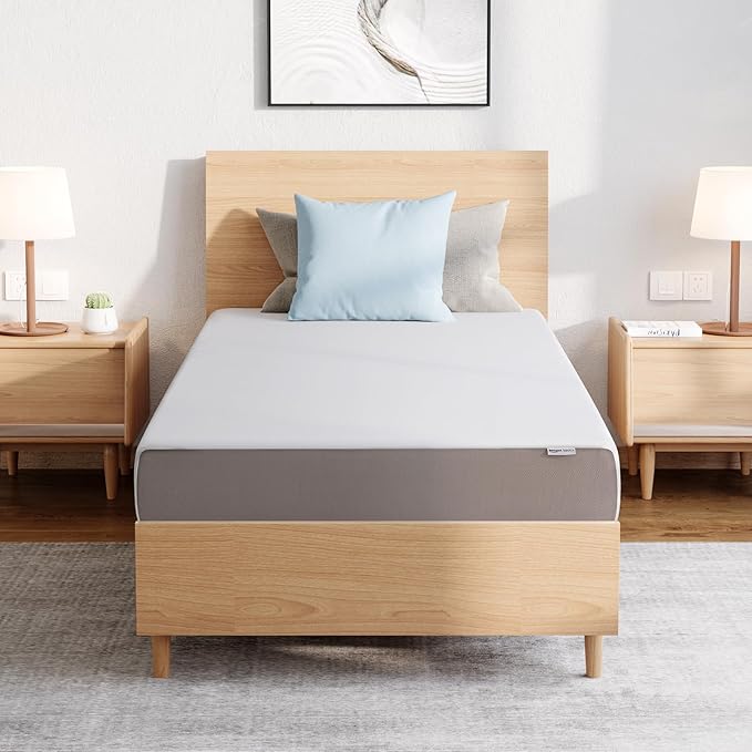 Amazon Basics Memory Foam Mattress, Medium Firm, 8 Inch, Full, White/Grey
