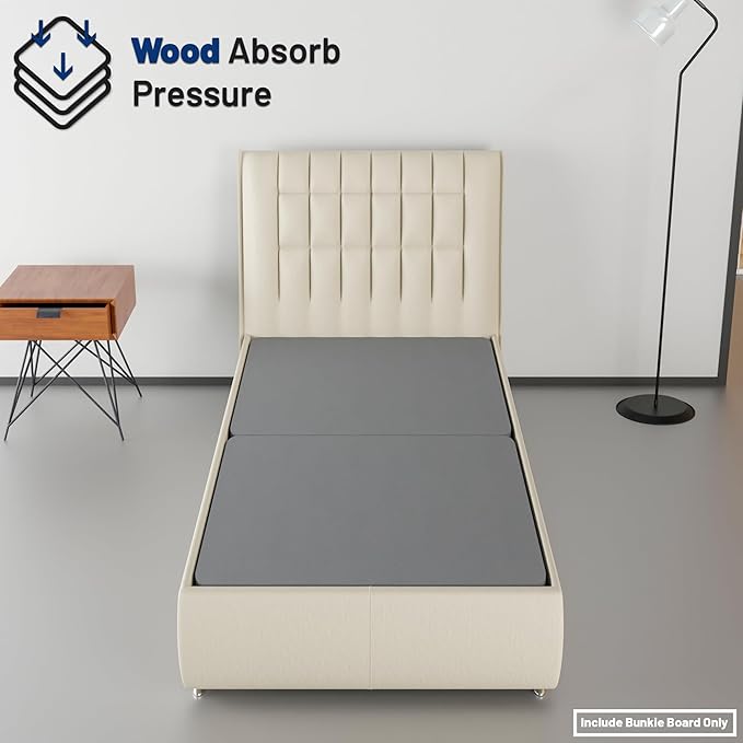 Zayton, 1.5” Split Wood Bunkie Board Twin Size, Bunkieboard for Bed Support - Fully Assembled, Low Profile Support, Slats Design for Ventilation, Box Spring Alternative