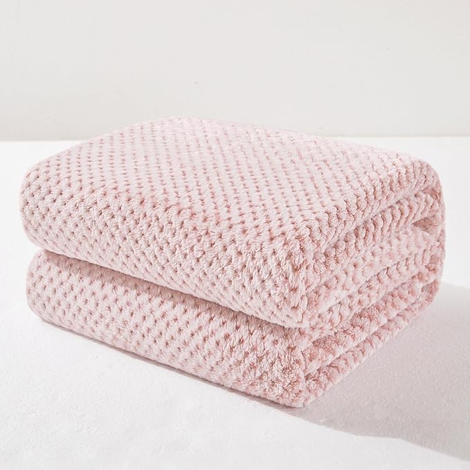 Exclusivo Mezcla Fleece Bed Blanket King Size, Super Soft and Warm Blankets for Couch, Sofa and Bed Waffle Textured, Cozy, Fuzzy and Lightweight (Mixed Pink, 90x104 Inches)