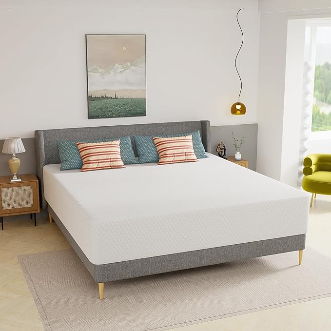 BestMassage | 14 Inch King Mattress | Gel Memory Foam | Medium Firm Feel | White | Bed in a Box, CertiPUR-US Certified | Pressure Relief, Cooling Ventilated Foam | Breathable Knit Cover