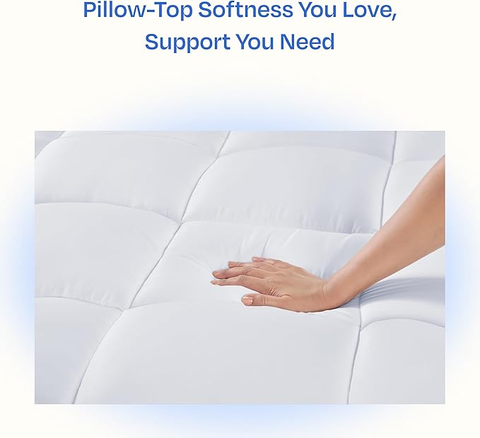 California Design Den King Mattress Topper, Thick Cooling Pillow Top Mattress Topper King for Restful Sleep, 900 GSM Fill, Breathable & Gentle on Skin