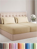 Split King Sheets Set 7 Piece - Includes 4 Pillowcases - Bed Sheets Split King - Soft Hotel Luxury Bedding - Cooling and Breathable - 1 Flat & 2 Fitted & 4 Pillowcases w/ Deep Pockets - Heathered Tan