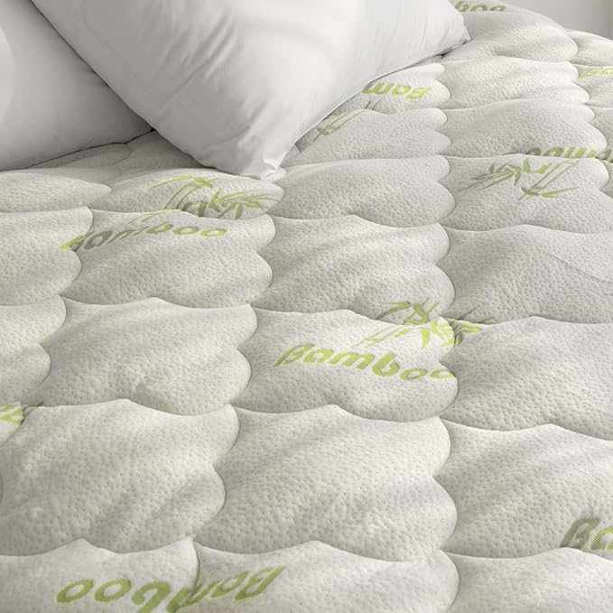 Air Mattress Cover Twin Size, Thick Viscose Made from Bamboo Quilted Mattress Topper for Kids, Noiseless Extra Plush Pillow Top Pad Fits 15-23 Inches Deep Mattresses
