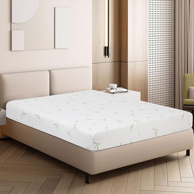 BestMassage | 10 Inch King Mattress | Gel Memory Foam | Medium Firm Feel | White | Bed in a Box, CertiPUR-US Certified | Pressure Relief, Cooling Ventilated Foam | Breathable Knit Cover