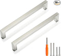 Cabinet Pulls Brushed Nickel Cabinet Handles Square Drawer Pulls, 50 Pack 7-1/2 Inch Stainless Steel Kitchen Door Cupboard Cabinet Handles, Cabinet Hardware Drawer Handles, 192mm Hole Centers