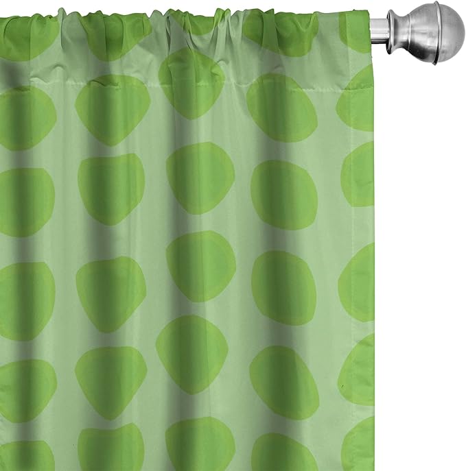Ambesonne Lime Green Window Curtains Pack of 2, Simplistic Formless Geometric Shapes in Different Shades Theme, Lightweight Set with Rod Pocket, 4 Panels of - 28" x 95", Green
