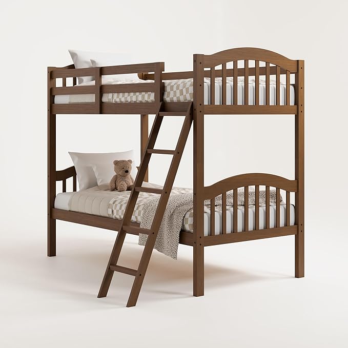 Storkcraft Long Horn Twin-Over-Twin Bunk Bed (Hazelnut)- GREENGUARD Gold Certified, Converts to 2 Individual Twin Beds