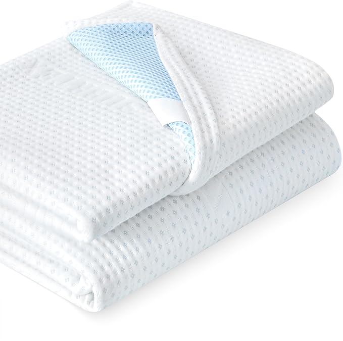 Subrtex 3 Inch Mattress Topper Cover (Only Cover) Mattress Topper Protector Bedding Rayon Made from Bamboo Removable Mattress Encasement with Zippers, King