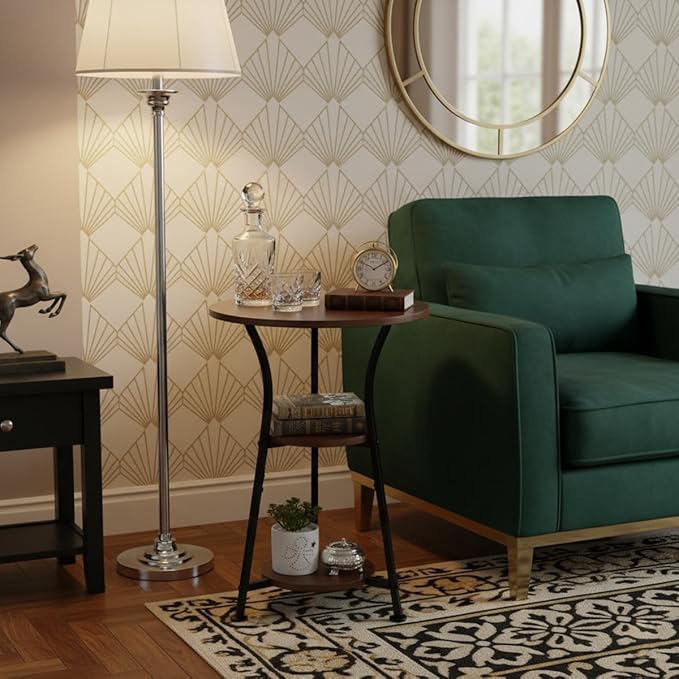 Dulcii Round Side Table for Narrow and Small Spaces,3 Tier Small Round End Table Sofa Side Table for Living Room,Small Bedside Table Round Nightstand for Bedroom