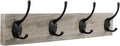 Wall Mounted Coat Rack, Wooden Entryway Vintage Rustic Coat Rack Hat Hanger Rack Zinc die-cast 4-Hook Rail for The Entryway, Bathroom, Bedroom, Kitchen, Mudroom Pinewood Alloy 4-Hook