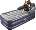 A-ER-FA Twin XL Air Mattress with Headboard and Built in Rechargeable Air Pump & Cup Holder – Premium Comfort Blow Up Mattress & Inflatable Mattress, Colchon Inflable Air Bed for Guests & Home Use