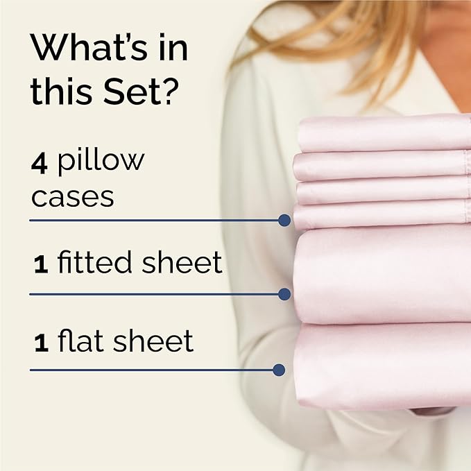 King 6 Piece Sheet Set - Comfy Breathable & Cooling - Ultra Soft Hotel Luxury Bedding Set w/ 8-16 Inch Deep Pockets - 1 Flat & 1 Fitted Sheet & 4 Pillowcases - Wrinkle Free & Easy Care - Lavender Pink