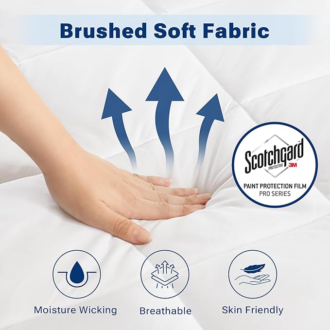 Sleep Philosophy Waterproof Mattress Protector King Size Mattress Pad, 3M Scotchgard, Quilted & Fitted Microfiber Mattress Topper, Noisless & Deep Pocket Fits Up to 20" Mattress, King White