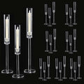 Vincidern 24pcs Taper Candle Holder Acrylic Candlestick Holder Clear Set for Table Centerpiece, Long Candle Stick Candle Stand Cylinder Shade for Halloween, Christmas Wedding Party Dining Room Decor