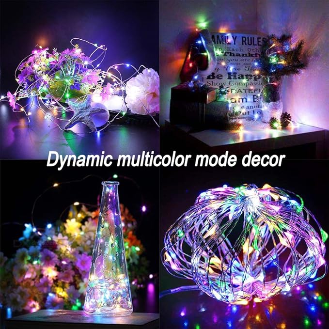 24 Colors Changing Fairy String Lights USB Powered with Remote Control, 33ft 100 RGB LED Bright Silver Wire Firefly Lights for Christmas Tree Wedding Party Indoor Garden Patio Holiday Outdoor Décor