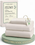 LANE LINEN Twin Bed Sheets, 100% Organic Cotton Sheets Twin Size, 3Pc Twin Bed Sheet, Hotel Quality Bed Sheet Set, Bedding Sheet & Pillowcases, Deep Pockets Upto 15" - Glacier Grey