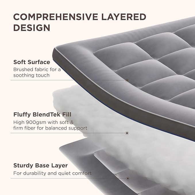 Bedsure Cal King Mattress Topper - Pillow Top Mattress Pad Cover with Deep Pocket Fits up to 21 Inches, Plush Soft Bed Topper for Back Pain Relief, Overfilled with Down Alternative Filling, Grey