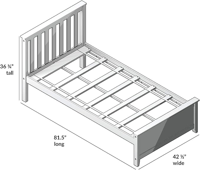 Plank+Beam Solid Wood Twin Bed Frame, Platform Bed with Headboard, Clay