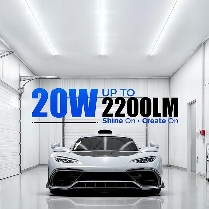 Barrina (6 Pack LED T5 Integrated Single Fixture, 4FT, 2200lm, 6500K Super Bright White, 20W Utility LED Shop Light, Ceiling and Under Cabinet Light, Corded Electric with ON/Off Switch, ETL Listed