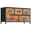 DWVO Dresser for Room with 5 Drawers - Fabric Storage Tower, Long Fabric Dresser, Organizer Unit for Closet, Hallway