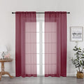 OWENIE Burgundy Red Sheer Curtains 72 Inches Long 2 Panels Set, Transparent Voile Sheer Curtain Rod Pocket Gauze Drapes for Living Room Bedroom Window Sliding Glass Door Treatment, Each 42 x 72 Inch