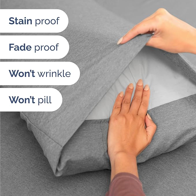 Twin 4 Piece Sheet Set - Comfy Breathable & Cooling - Soft Hotel Luxury Bedding Set with 8-16 Inch Deep Pockets - 1 Flat & 1 Fitted Sheet & 2 Pillowcases - Wrinkle Free & Easy Care - Heathered Grey