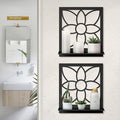 Flower Candle Wall Sconce, Retro Bathroom Wall Decor, Black Minimalism Wall Art for Living Room Bedroom Bathroom (2 Pack 11.8 x 13 in)