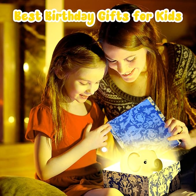 ShaArkMango LED Night Light for Kids Toddler Bed, Cute Animal Night Lamp Color Changing, Soft Baby Light Dimming & Timer &Rechargeable Nursery Bedside Lamp for Breastfeeding Elephant Gifts for Women