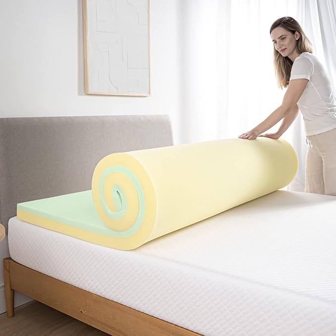ZINUS 3 Inch Green Tea Memory Foam Mattress Topper, Pressure-Relieving Layers, CertiPUR-US Certified, Twin