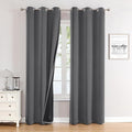 ChrisDowa 100% Blackout Curtains 72 inch Long for Bedroom with Black Liner, 2 Thick Layers Total Blackout Thermal Insulated Grommet Window Curtains 2 Panels Set (Grey, 42 x 72 Inch)