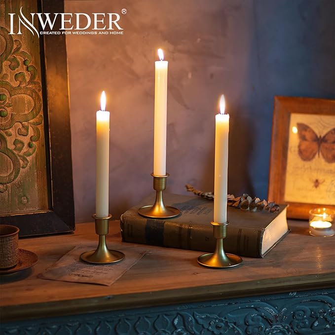 Gold Candle Holders Candlestick Holders: Set of 24 Candle Taper Holders Metal Candle Holders for Candlesticks for Wedding Centerpiece Party Chrismas Mantel Home Decor