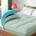 Dual Layer 3 Inch Memory Foam Mattress Topper King Size, 2 Inch Gel Memory Foam Plus 1 Inch Cooling Pillow Top Mattress Pad Cover, with 8-21 Inch Deep Pocket, Green