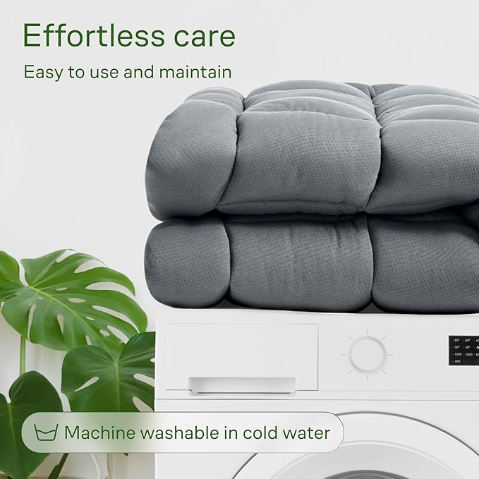 Ultra Soft Queen RV Size Mattress Topper - Viscose Made from Bamboo Pillow Top Mattress Pad for Back Pain Relief - Naturally Cooling for Hot Sleepers, Gray