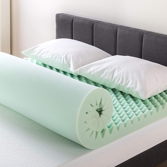 Best Price Mattress 4 Inch Egg Crate Memory Foam Mattress Topper with Calming Aloe Infusion, CertiPUR-US Certified, King