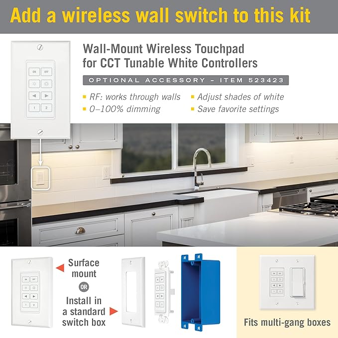 Armacost Lighting 421501 Ribbon Flex Home Tunable White LED Tape Light Kit with Remote, 16 ft