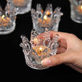 Vixdonos Crown Glass Tealight Candle Holder Set of 12 Clear Votive Candle Holders for Wedding, Party and Home Decor