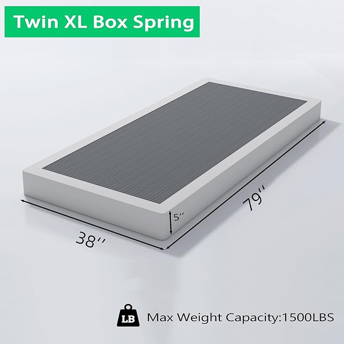 ALDRICH 5 Inch Heavy Duty Metal Box Spring Mattress Foundation 1500lbs Max Weight Capacity/Non-Slip/No Noise/Easy Assembly/Easy Clean Cover,Twin XL
