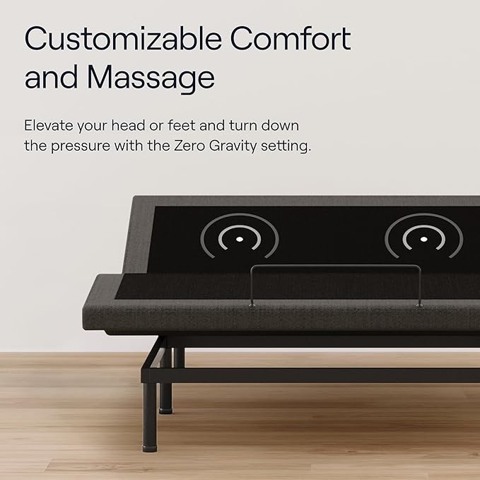 Full Premier Adjustable Base with Massage, Wireless Remote, USB Port-Ergonomic Head and Foot Incline