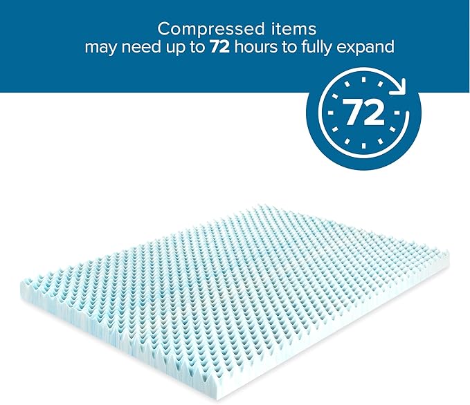 ZINUS 2 inch Swirl Gel Cooling Memory Foam Mattress Topper, Cooling Airflow Design, CertiPUR-US Certified, Light Blue, Full