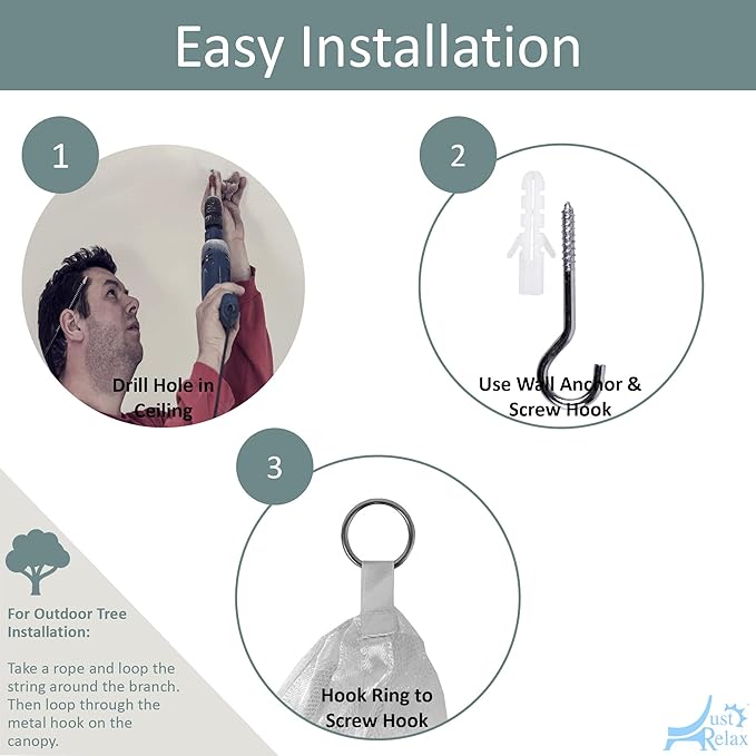 Just Relax Decorative Elegant Bed Net Canopy Set Including Full Hanging Kit, Ideal for Indoors or Outdoors, Intended for a for Covering Beds, Cribs, Hammocks (Beige, Queen/King)