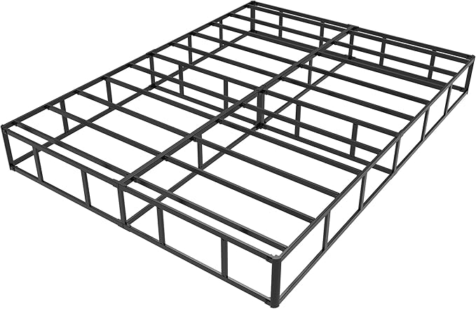 California King Box Spring 9 Inch, Heavy Duty Metal Box Spring Bed Base with Fabric Cover, Mattress Foundation, Easy Assembly, Noise Free, Black