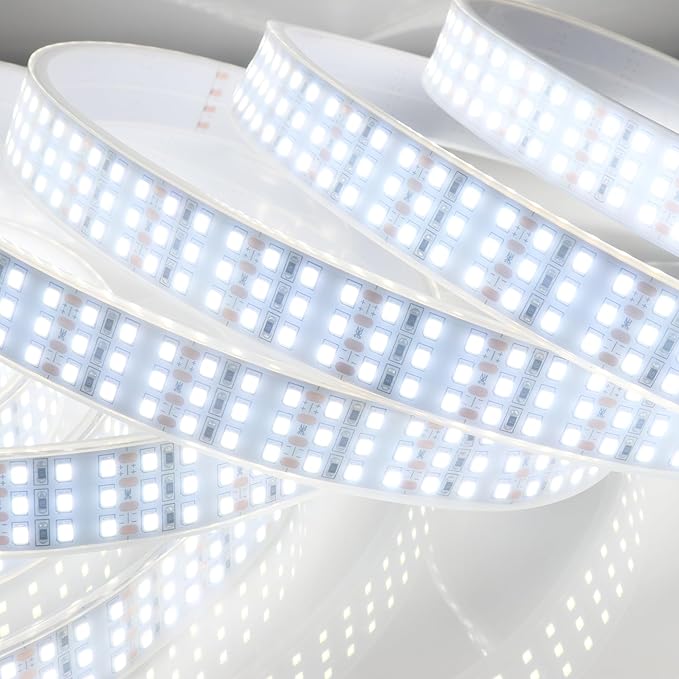 16.4Ft Super Bright Triple Row LED Strip Lights, Daylight White 6000K DC12V 1800LEDs Dimmable Flexible Truck LED Tape Lights, Outdoor Waterproof IP67 Wheel Light Strips